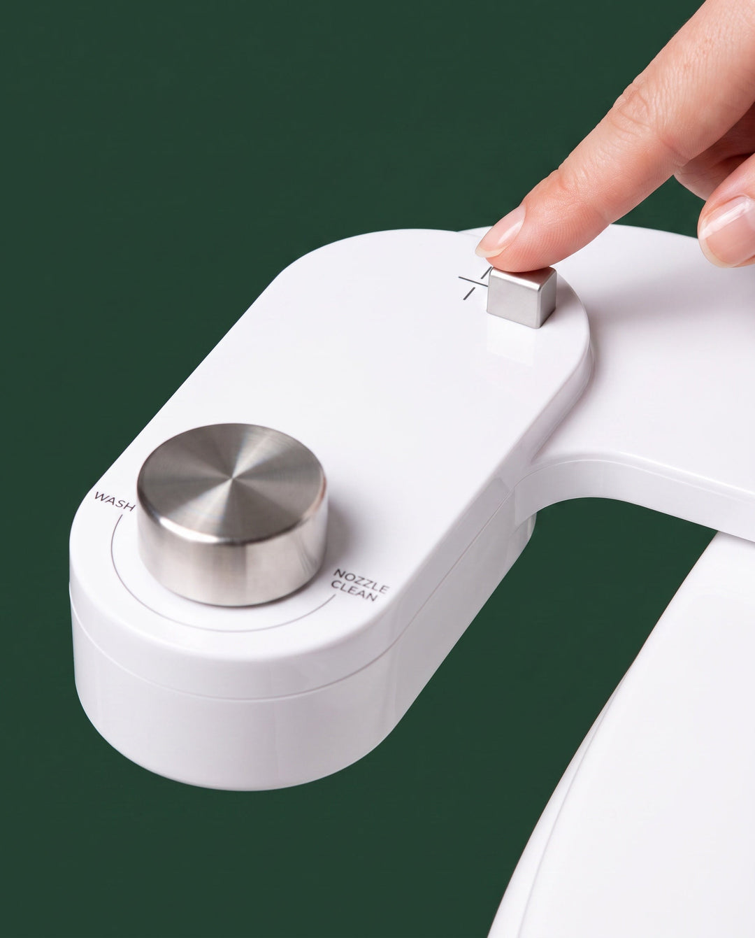 A hand adjusting the nozzle angle lever on The Original